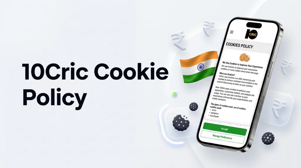 10Cric India cookies policy with information about tracking, user privacy, website performance, and data security